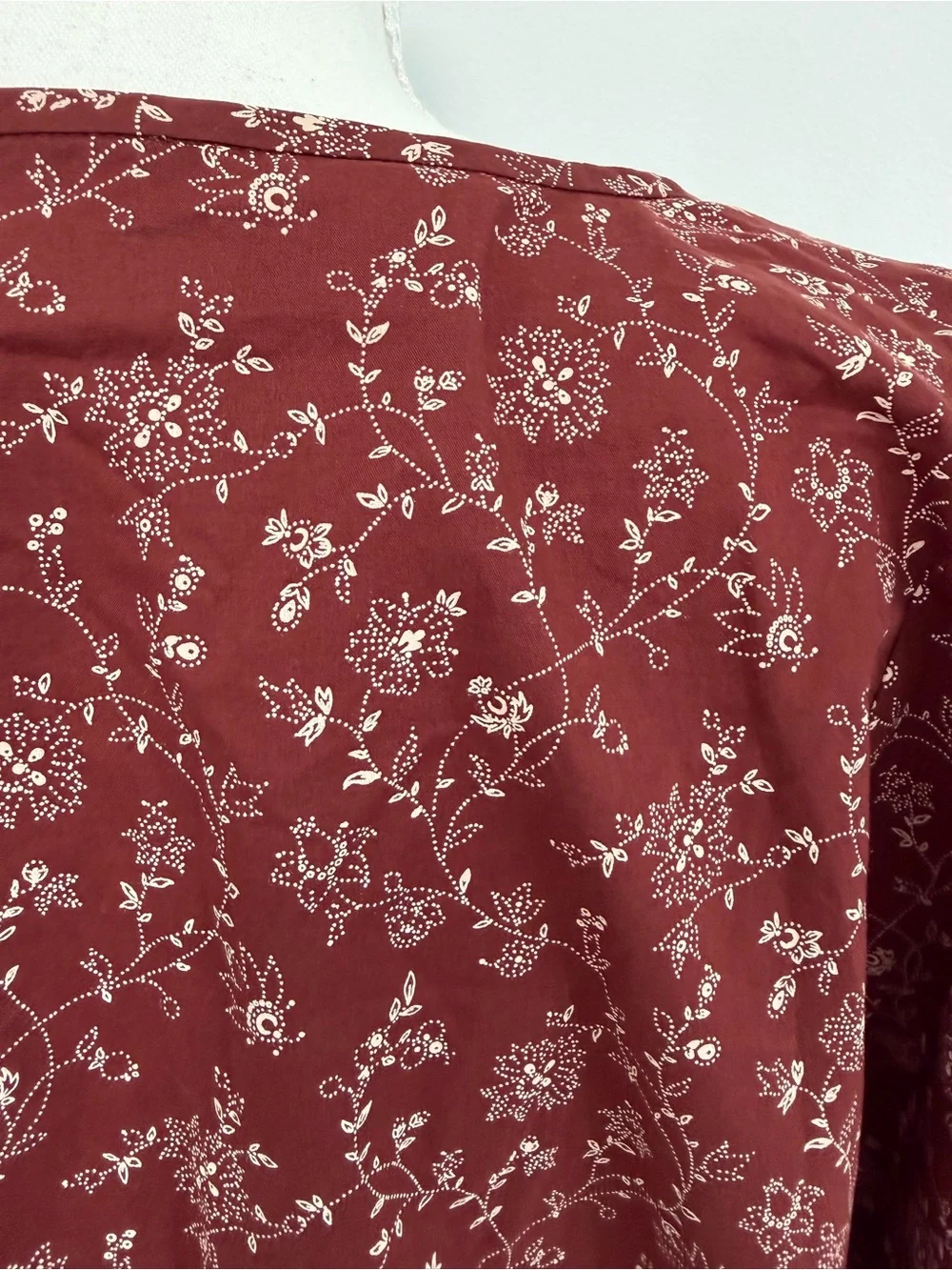 NWT Madewell V-Neck Puff Sleeve Top Batik Vine Weathered Brick Size Large